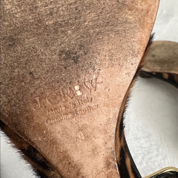 J Crew Womens Animal Print Calf Hair Leather Open Toe Wedge Sandals Mob Wife 9 - Picture 10 of 10